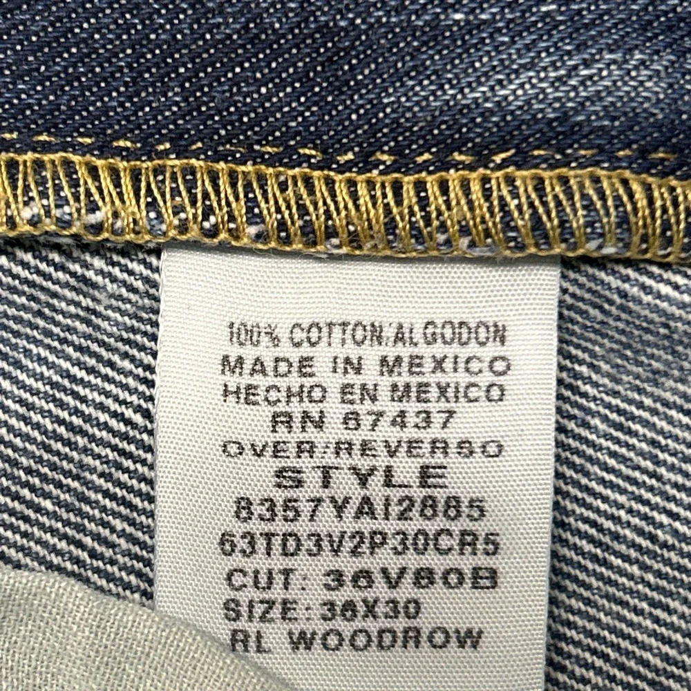 Polo‎ Ralph Lauren RL Woodrow Jeans Baggy Denim Wide Leg Y2K Pants Mens 36x26
